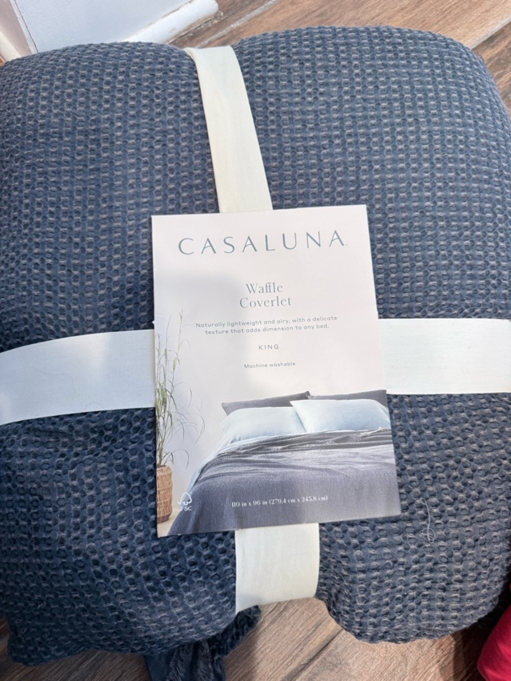 Casaluna Waffle Coverlet - Dark Blue navy king